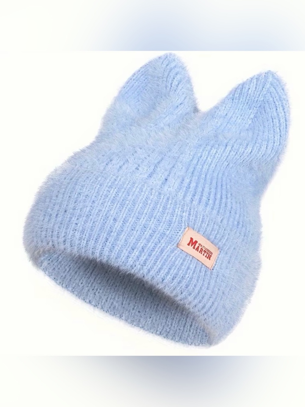 😻 Cute Baby Blue Cat Beanie w Ears Warm Soft Knit Beanie